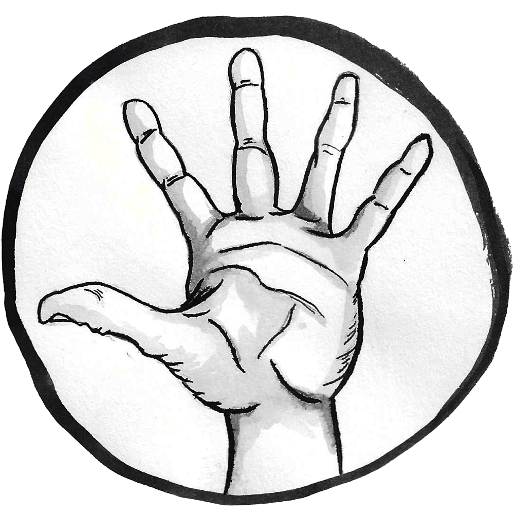 Illustration of a Human hand with fingers spread out
