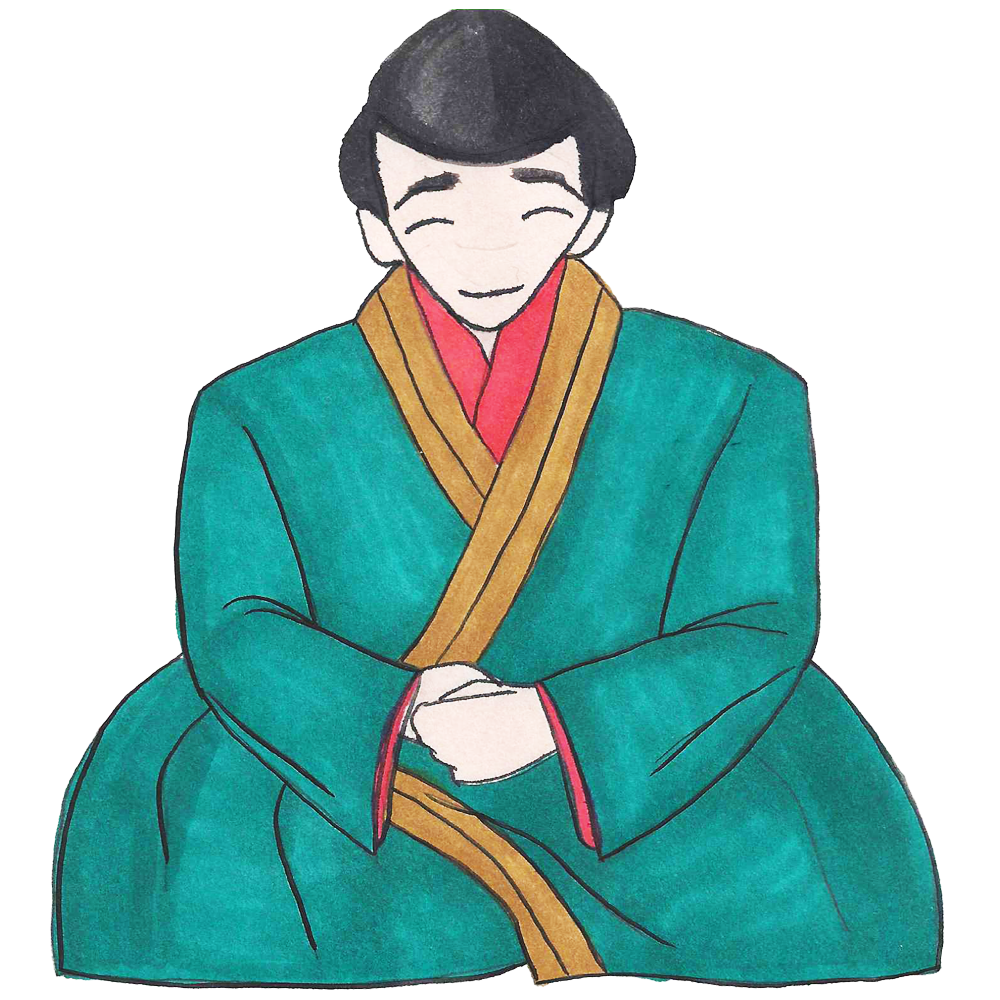 Illustration of an Edo or Meiji period Japanese person sitting peacefully
